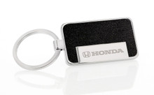 Honda Logo and Wordmark Rectangle Key Chain with Black Vinyl Inlays with a Satin Finish