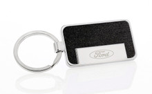 Ford Logo Rectangle Key Chain with Black Vinyl Inlays with a Satin Finish