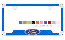 Carbon Fiber Vinyl Insert License Plate Frame With 3D Ford Oval Emblem