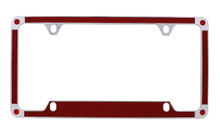 Red Carbon Fiber Vinyl Inlay License Plate Frame Embellished With Dazzling® Crystals