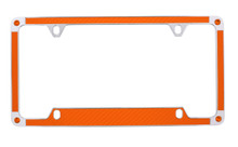 Orange Carbon Fiber Vinyl Inlay License Plate Frame Embellished With Dazzling® Crystals