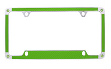 Green Carbon Fiber Vinyl Inlay License Plate Frame Embellished With Dazzling® Crystals