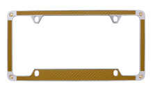 Gold Carbon Fiber Vinyl Inlay License Plate Frame Embellished With Dazzling® Crystals