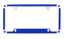 Blue Carbon Fiber Vinyl Inlay License Plate Frame Embellished With Dazzling® Crystals