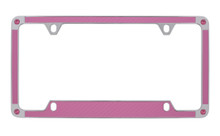 Pink Carbon Fiber Vinyl Inlay License Plate Frame Embellished With Dazzling® Crystals