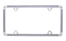 Satin Silver Vinyl Inlay Thin Rim License Plate Frame Embellished With Swarovski® Crystals