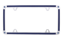 Blue Brush Vinyl Inlay Thin Rim License Plate Frame Embellished With Dazzling® Crystals