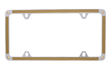 Gold Carbon Fiber Vinyl Inlay Thin Rim License Plate Frame Embellished With Swarovski® Crystals