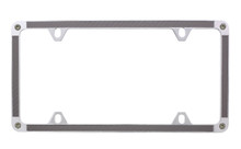 Grey Carbon Fiber Vinyl Inlay Thin Rim License Plate Frame Embellished With Swarovski® Crystals
