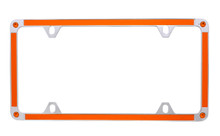 Orange Carbon Fiber Vinyl Inlay Thin Rim License Plate Frame Embellished With Swarovski® Crystals
