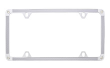 Silver Carbon Fiber Vinyl Inlay Thin Rim License Plate Frame Embellished With Dazzling® Crystals