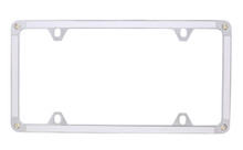 White Carbon Fiber Vinyl Inlay Thin Rim License Plate Frame Embellished With Dazzling® Crystals