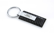 Stamped Simulated Carbon Fiber Leather Key Chain with Laser Engraved Ford Imprint (FOKRL-CF)