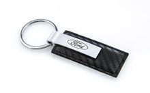 Stamped Simulated Carbon Fiber Leather Key Chain with Laser Engraved Ford Imprint (FOKRLW-CF)