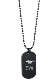 Ford Mustang 50th Anniversary Silver Dog Tag Necklace Chain