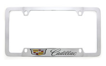 Cadillac logo & wordmark metal license plate frame holder