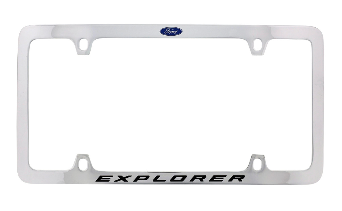 Ford Logo Chrome Plated Metal License Plate Frame Holder 
