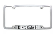 King Ranch Wordmark Chrome Plated Brass Metal License Plate Frame Holder Bottom Engraved 4 Hole