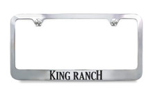 King Ranch Wordmark Chrome Plated Brass Metal License Plate Frame Holder Wide Bottom Engraved 2 Hole