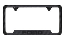 Ford Carbon Fiber Vinyl Inlay License Frame with Black Exposed Ford Wordmark