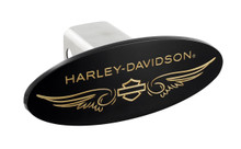 Harley-Davidson Wordmark with Bar & Shield on Black Finish Brass Metal Hitch Cover