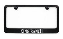 King Ranch Wordmark Black Coated License Plate Frame Holder Wide Bottom 2 Hole