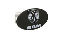 RAM Wordmark with Logo Black Metal Trailer Hitch Cover Plug 2 inch Post