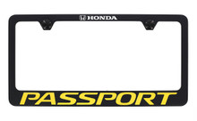 Honda Passport wordmark black coated metal license plate frame holder 2 hole
