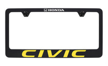 Honda Civic wordmark black coated metal license plate frame holder 2 hole