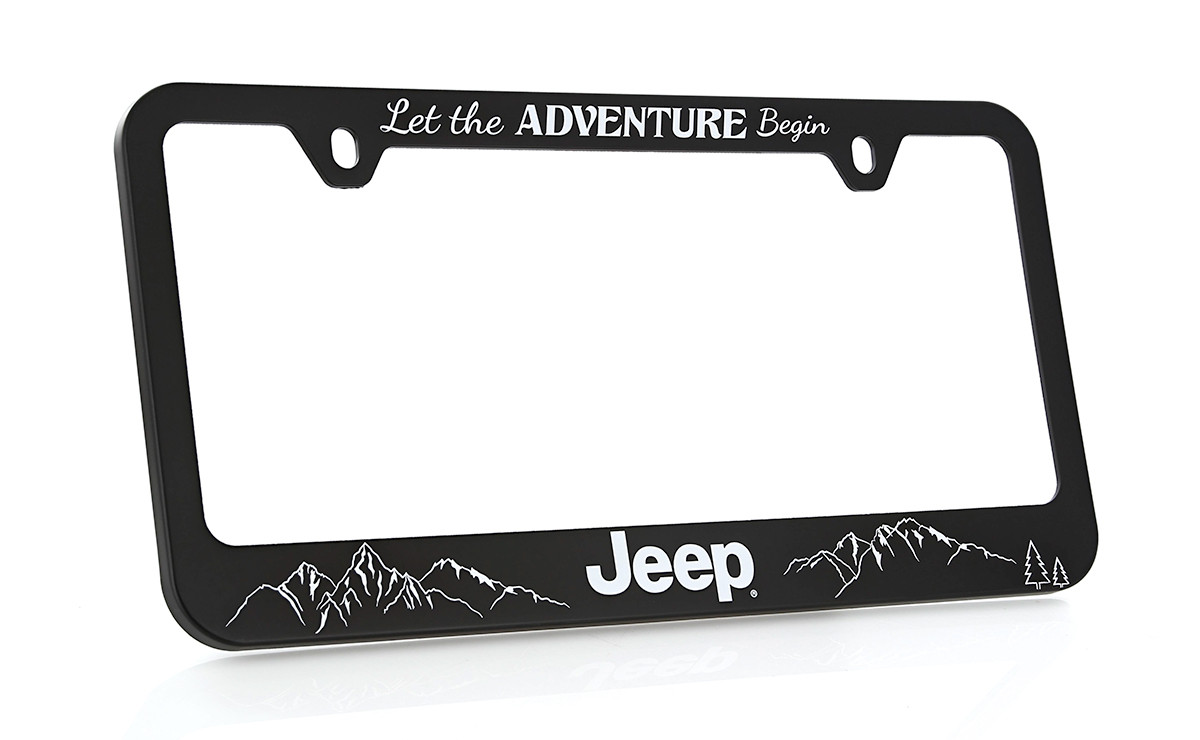 Jeep UV Printed Black Plastic License Plate Frame Holder 2 Hole - Auto Ax, image size:1200x740
