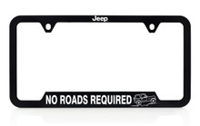 Jeep 'No Roads Required' UV Imprint Black Plastic License Plate Frame