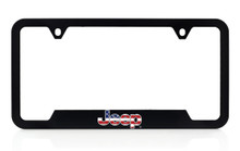 Jeep Patriotic Logo UV Imprint Black Plastic License Plate Frame
