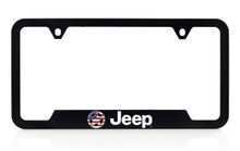 Jeep Logo & Patriotic Star UV Imprint Black Plastic License Plate Frame