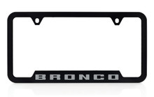 Bronco Wordmark UV Imprint Black Plastic License Plate Frame_ Cactus Gray Color Wordmark