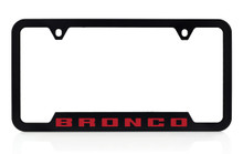 Bronco Wordmark UV Imprint Black Plastic License Plate Frame_ Rapid Red Color Wordmark