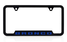 Bronco Wordmark UV Imprint Black Plastic License Plate Frame_ Velocity Blue Color Wordmark