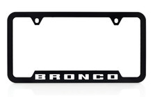 Bronco Wordmark UV Imprint Black Plastic License Plate Frame_ White Wordmark