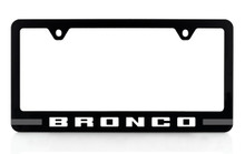 Bronco Wordmark UV Imprint Black Plastic License Plate Frame_ Gray Color Stripes