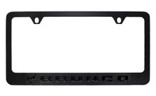Ford Bronco Black Coated Zinc Metal License Plate Frame_ Black on Black Logo & Wordmark
