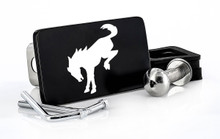 Black Powder Coated  Rectangular Trailer Hitch Cover with UV Printed Bronco Horse Logo