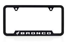 Bronco UV Imprint Black Plastic License Plate Frame_ White Logo & Wordmark