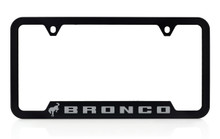 Bronco Logo UV Imprint Black Plastic License Plate Frame_ Cactus Gray Color Logo