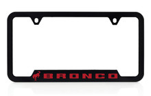 Bronco Logo UV Imprint Black Plastic License Plate Frame_ Rapid Red Color Logo