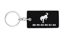 Rectangular Black Leather Keychain with UV Printed Bronco Logo