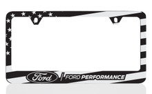 Ford Performance Black & White American Flag UV Printed Black Plastic License Frame