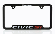 Honda Black Plastic License Plate Frame with UV Printed Civic Si Logo