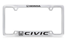 Honda Chrome Plated Zinc License Plate Frame with Epoxy Filled Honda Civic  Logo