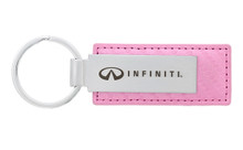 Rectangular Shape Carbon Fiber Patterned Pink Leather Key Chain with Laser Engraved Infiniti Logo