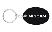 Nissan UV Printed Leather Key Chain_ Oval Shape Black Leather