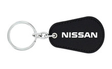 Nissan UV Printed Leather Key Chain_ Pear Shape Black Leather